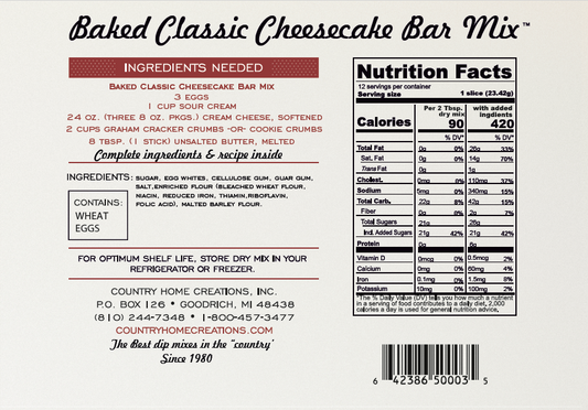 Artisan Kitchen Baked Classic Cheesecake Bars  Mix SAMPLE