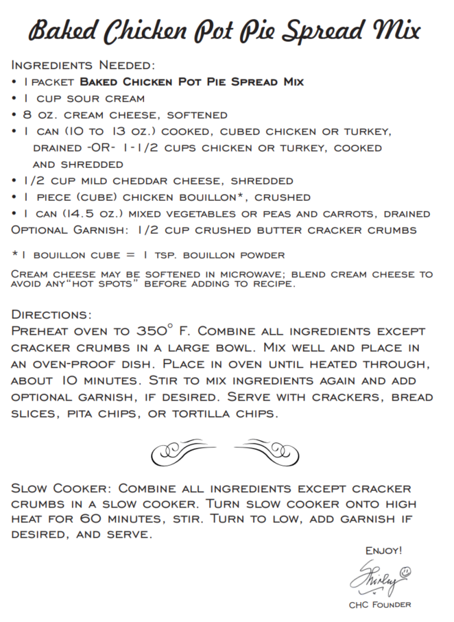 Artisan Kitchen Baked Chicken Pot Pie Spread Mix (Dozen)