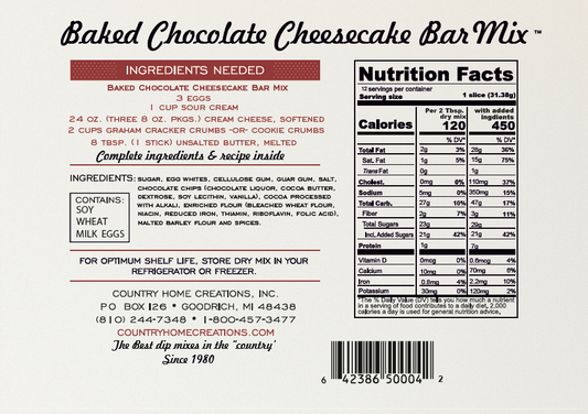 Artisan Kitchen Baked Chocolate Cheesecake Bars Mix SAMPLE
