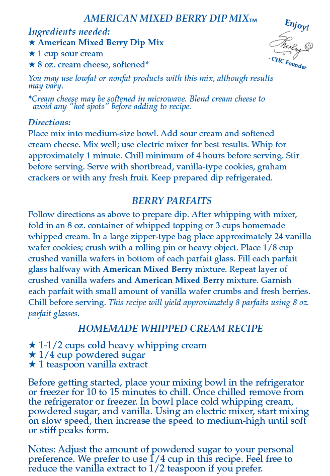 American Mixed Berry Dip Mix (Dozen)