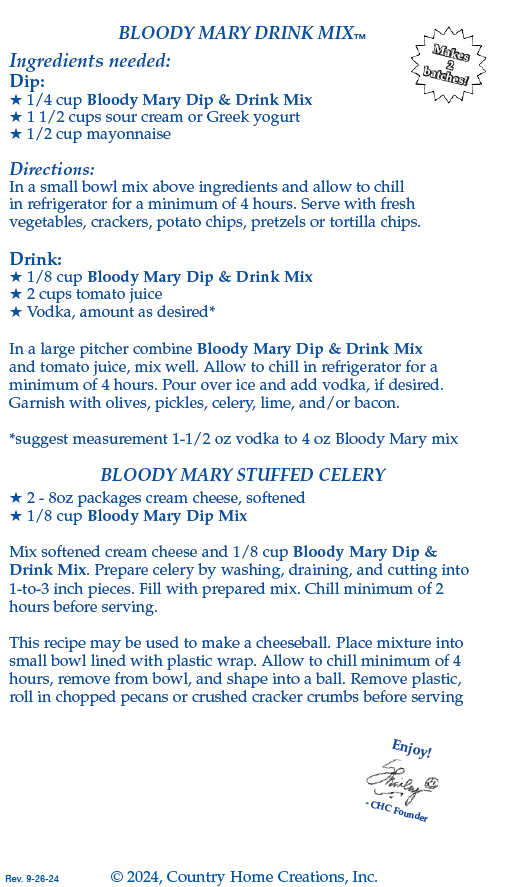 Bloody Mary Dip & Drink Mix (Dozen)