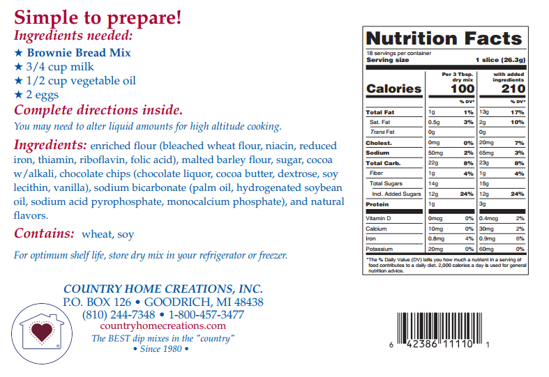 Brownie Bread Mix - Sample