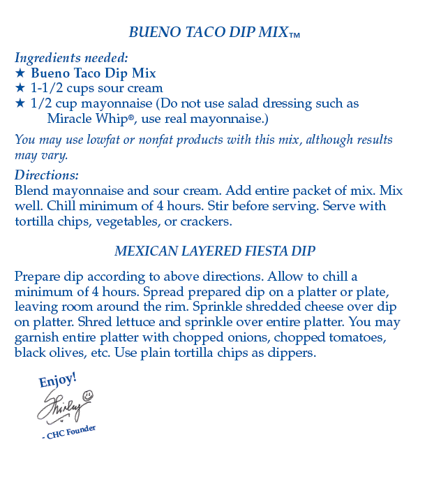 Bueno Taco Dip Mix (Dozen)