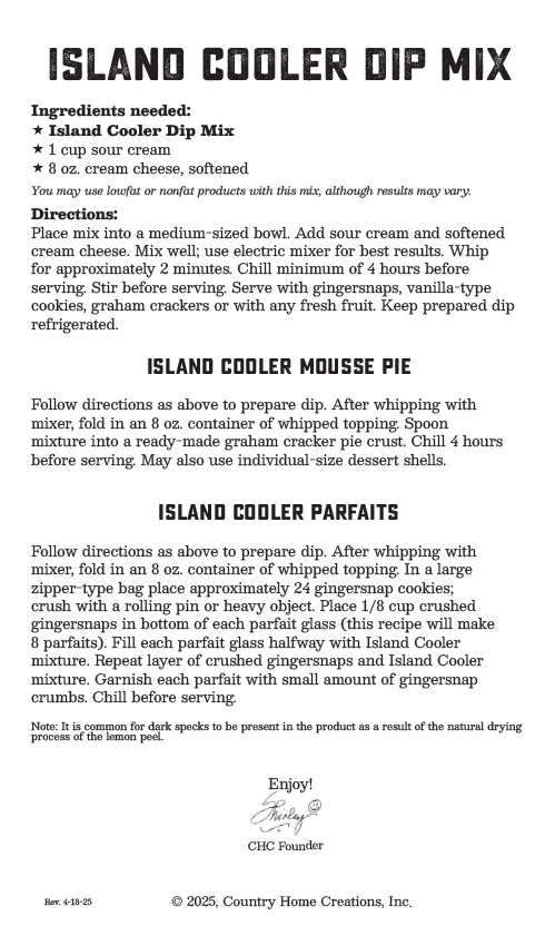 Coastal Kitchen Island Cooler Dip Mix-NEW RELEASE