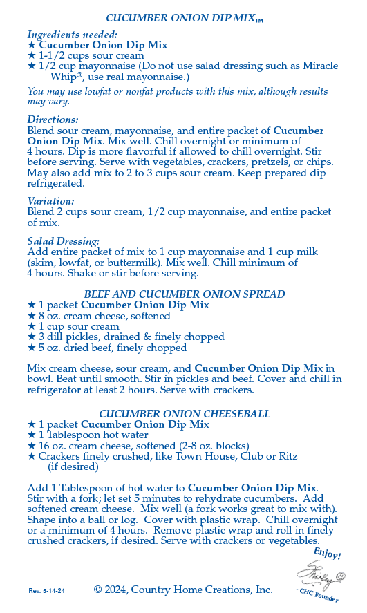 Cucumber Onion Dip Mix (Dozen)