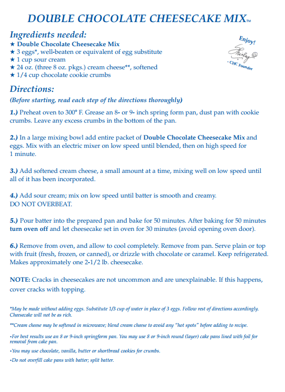 Double Chocolate Cheesecake Mix - Sample