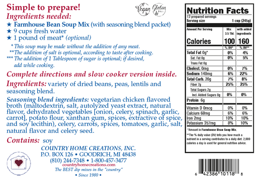 Farmhouse Bean Soup Mix (1/2 Dozen)