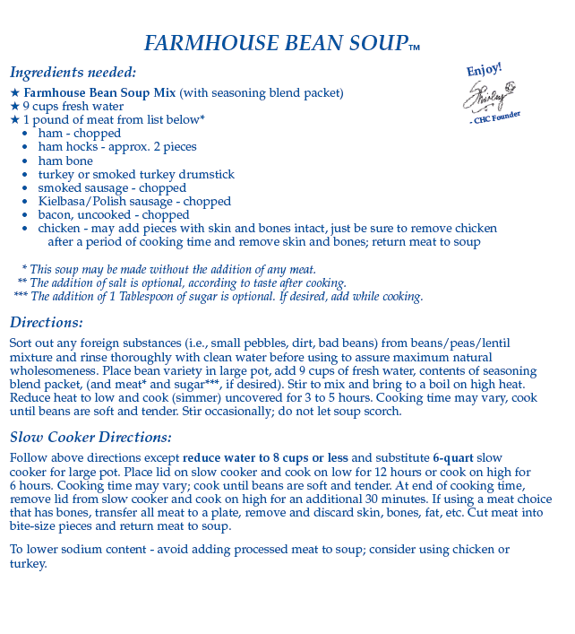 Farmhouse Bean Soup Mix (1/2 Dozen)