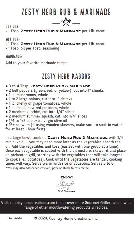 Gourmet Griller- Zesty Herb Rub & Marinade (Dozen)