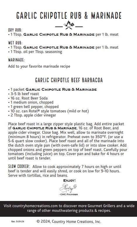 Gourmet Griller- Garlic Chipotle Rub & Marinade (Dozen)