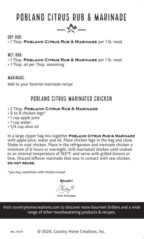 Gourmet Grillers Poblano Citrus Rub & Marinade MIx(Dozen)