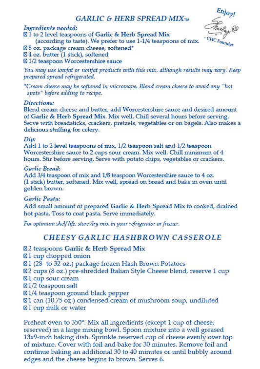 Holiday Garlic Spread Mix - (Dozen) NEW RELEASE