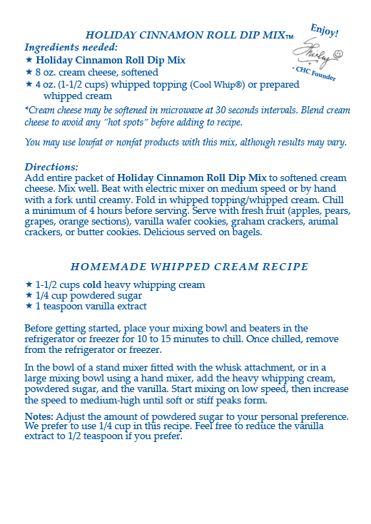 Holiday Cinnamon Roll Dip Mix - (Dozen) NEW RELEASE