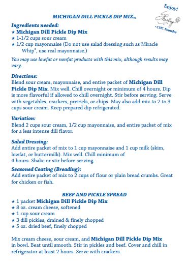 Taste of Michigan - Michigan Dill Pickle Dip Mix (Dozen)