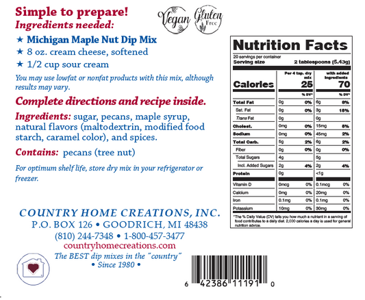 Taste of Michigan Maple Nut Dip Mix (Dozen) NEW RELEASE