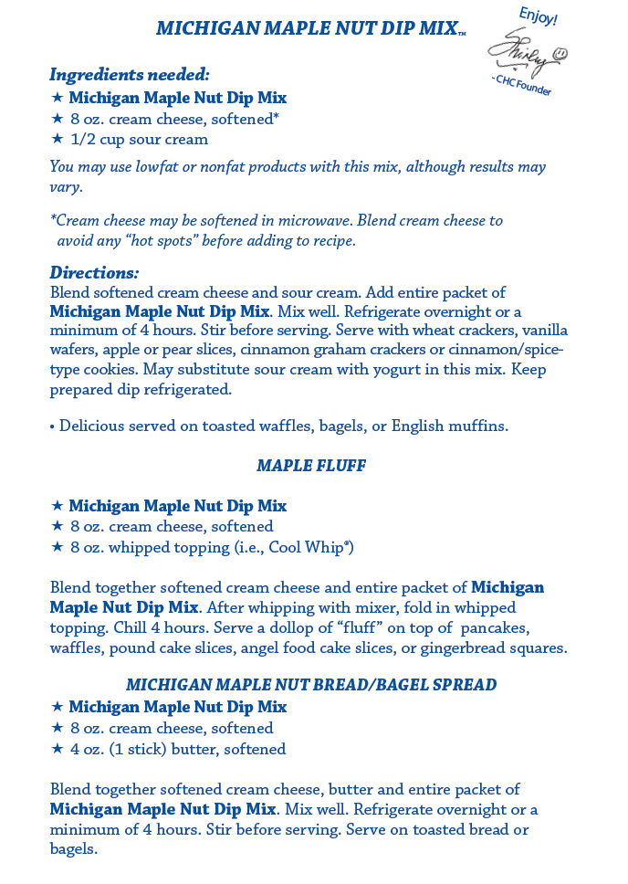 Taste of Michigan Maple Nut Dip Mix (Dozen) NEW RELEASE