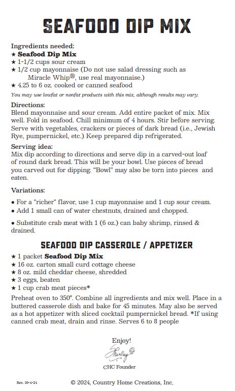 Coastal Kitchen- Seafood Dip Mix (Dozen)