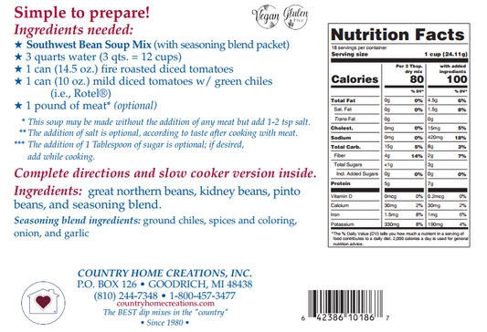 Southwest Bean Soup Mix (1/2 Dozen)