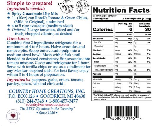 Spicy Guacamole Dip Mix (Dozen)