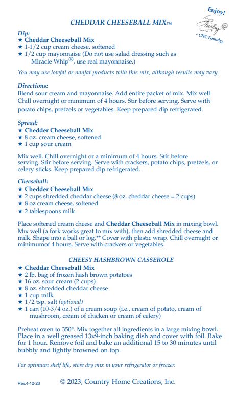 Cheddar Cheeseball Mix (Dozen)