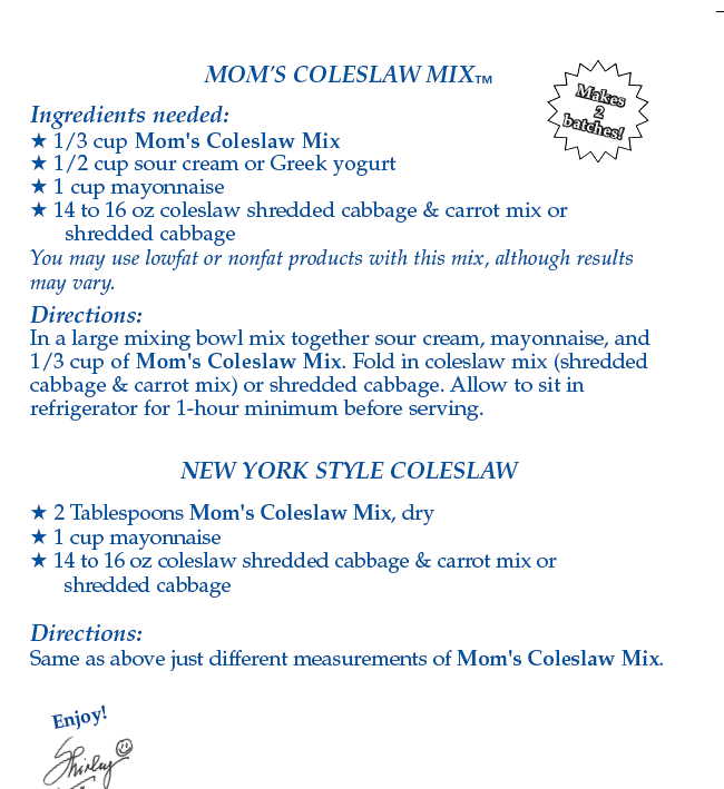 Mom's Coleslaw Mix (Dozen)