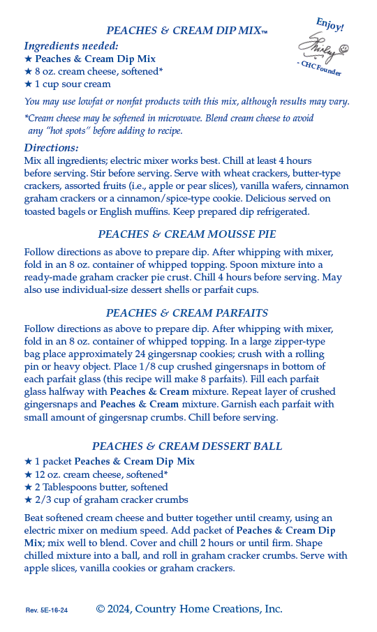Peaches & Cream Dip Mix (Dozen)