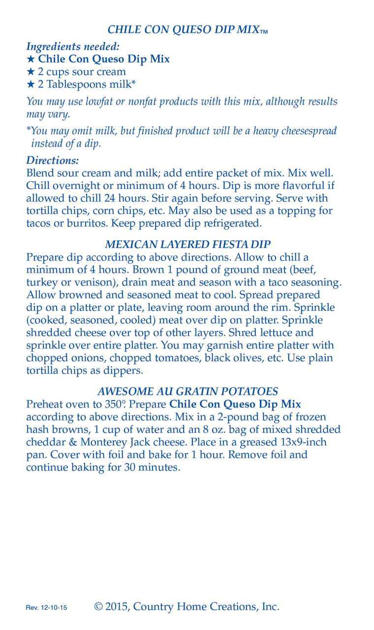 Chile Con Queso Dip Mix (Dozen)
