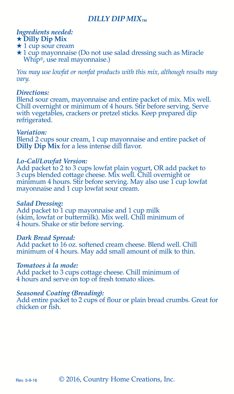 Dilly Dip Mix - Sample