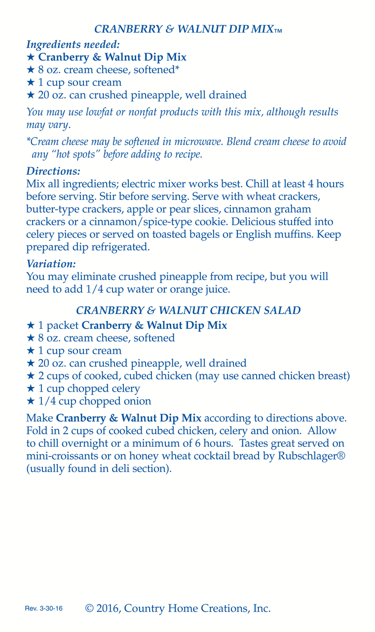 Cranberry Walnut Dip Mix (Dozen)