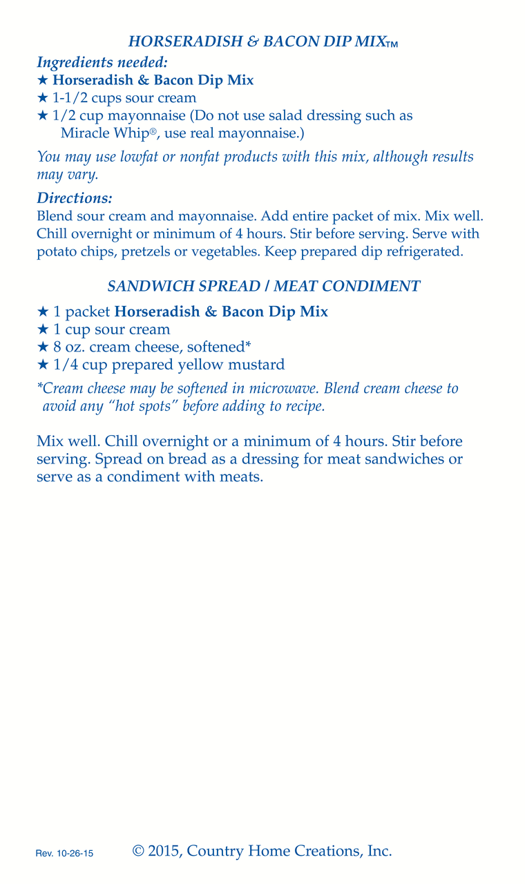 Horseradish Bacon Dip Mix (Dozen)