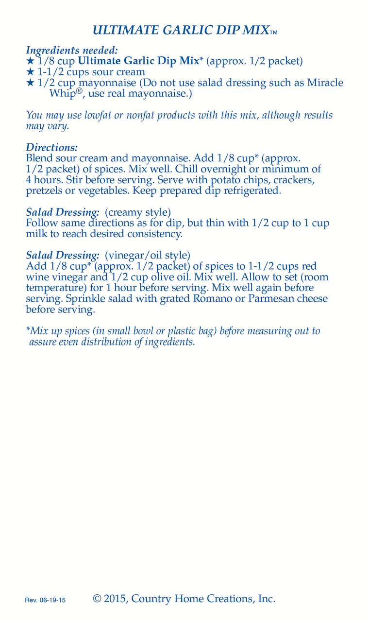 Ultimate Garlic Dip Mix (Dozen)