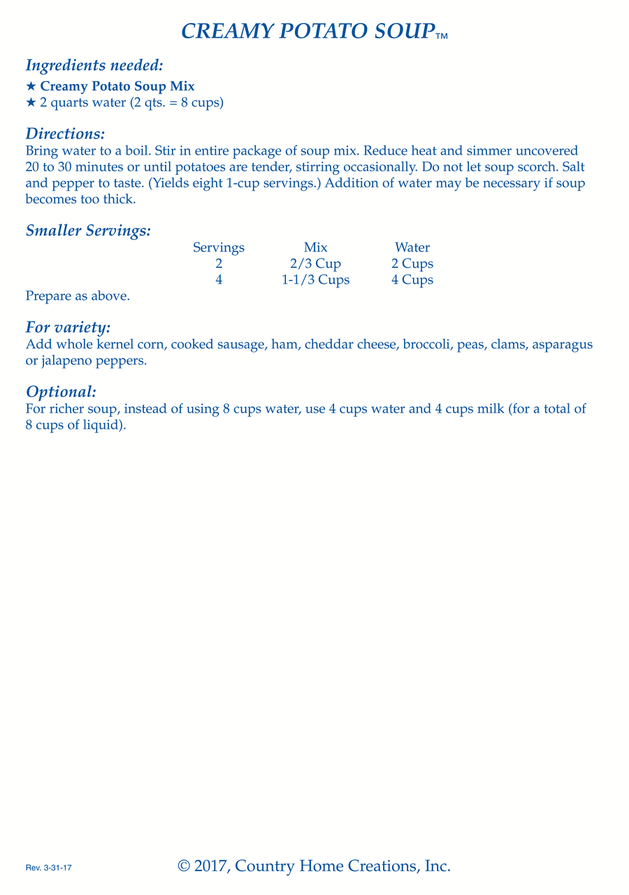Potato Soup Mix (1/2 Dozen)