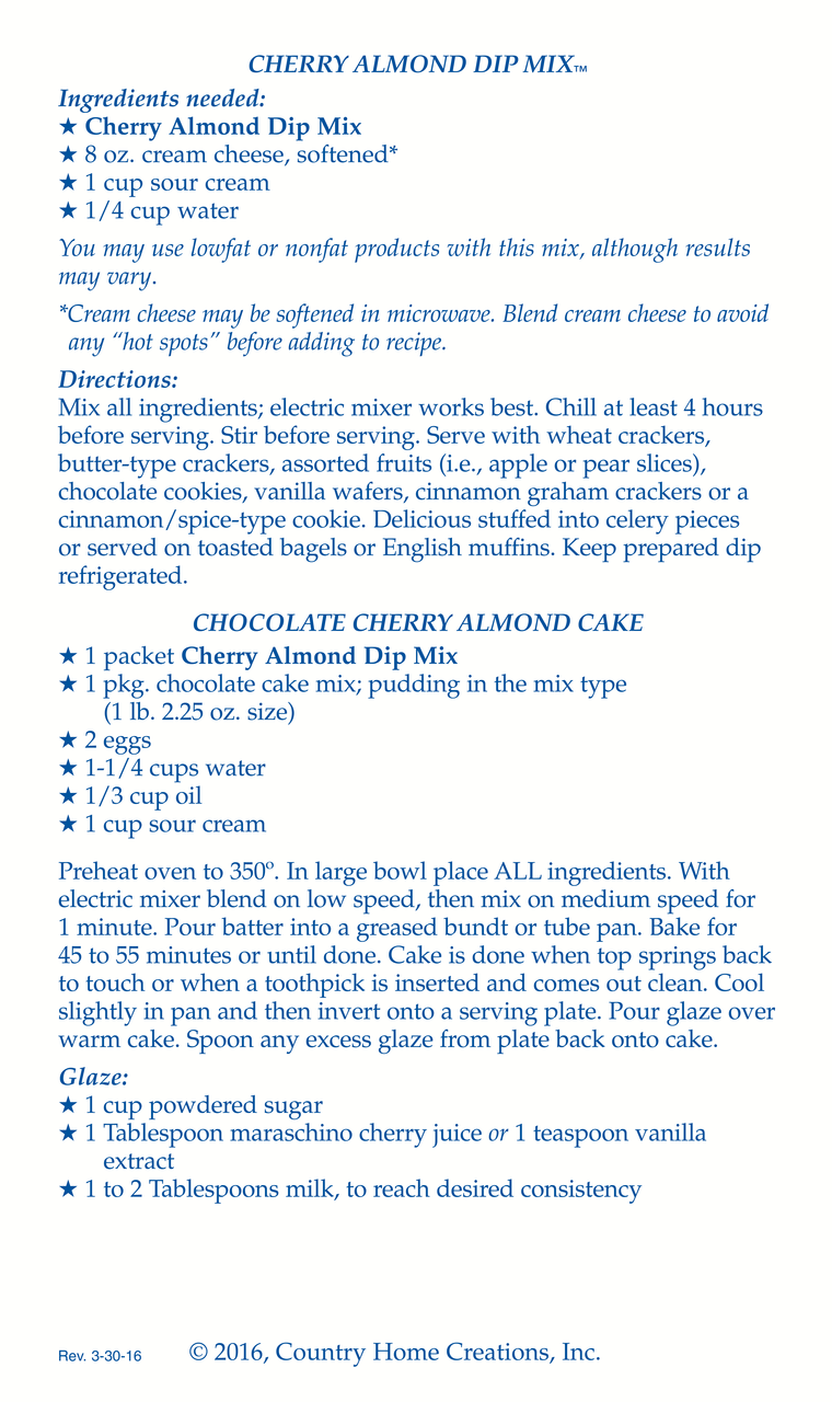 Cherry Almond Dip Mix (Dozen)