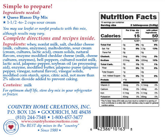 Queso Blanco Dip Mix - Sample