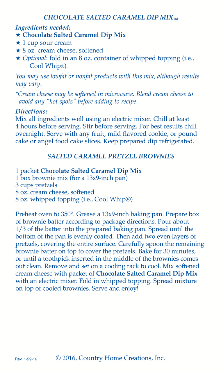 Chocolate Salted Caramel Dip Mix (Dozen)