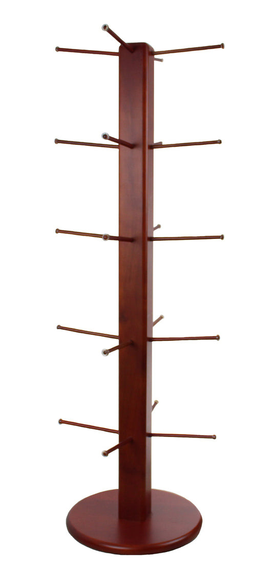 Mahogany Wood Counter Spin Rack - 20 Peg