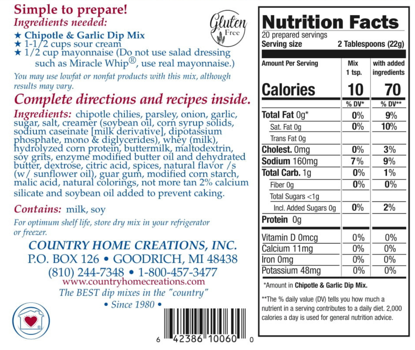Chipotle Garlic Dip Mix (Dozen)