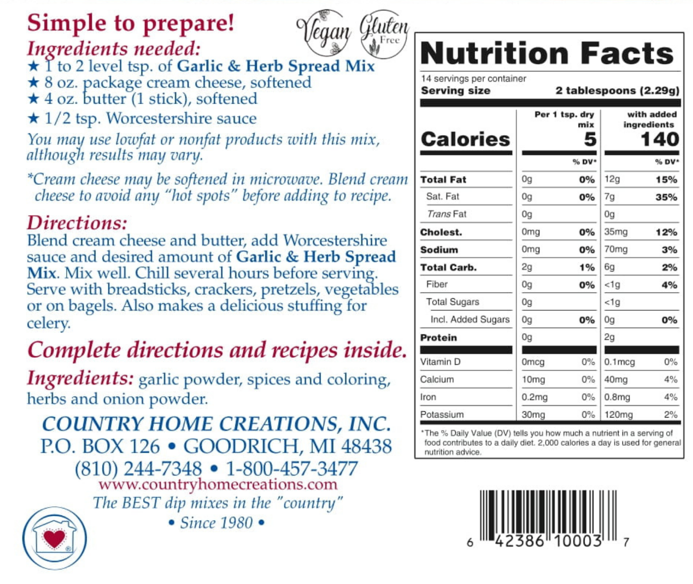 Garlic & Herb Spread Mix  - Sample