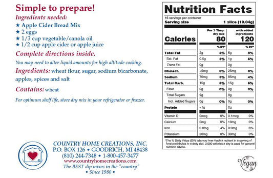 Apple Cider Bread Mix - Sample