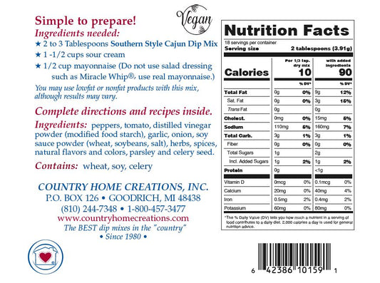 Southern Style Cajun Dip Mix (Dozen)THIS ITEM HAS BEEN RETIRED