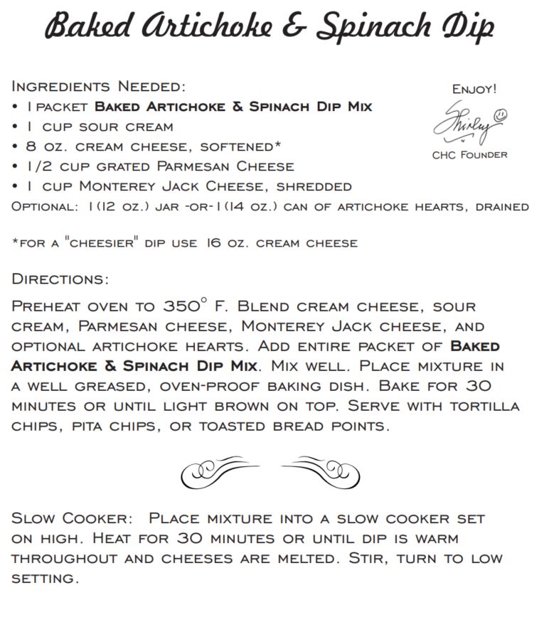 Artisan Kitchen Baked Artichoke & Spinach Dip Mix (Dozen)
