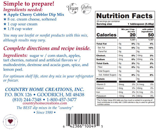 Apple Cherry Cobbler Dip Mix (Dozen) - NEW RELEASE
