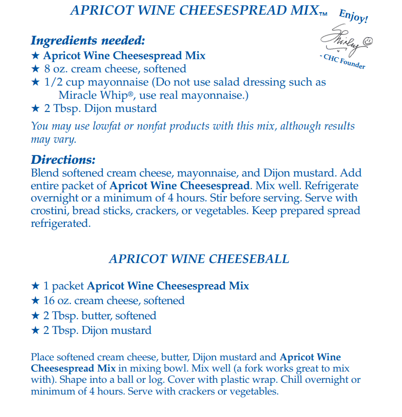 Apricot Wine Cheesespread Mix (Dozen)