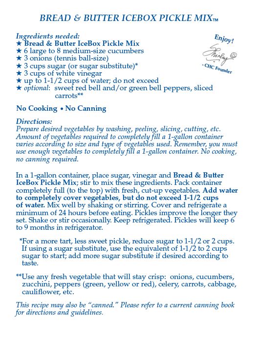 Bread & Butter IceBox Pickle Mix (Dozen)