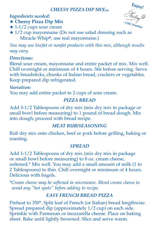 Cheesy Pizza Dip Mix (Dozen)