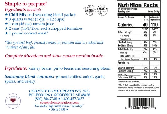 Chili Soup Mix (1/2 Dozen)