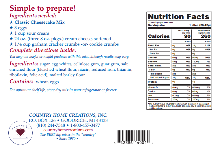 Classic Cheesecake Mix (1/2 Dozen)