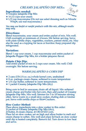 Creamy Jalapeño Dip Mix - Sample