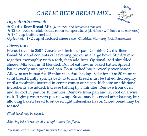 Garlic Beer Bread Mix (1/2 Dozen)
