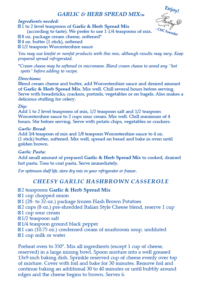 Holiday Garlic Spread Mix - Sample NEW RELEASE